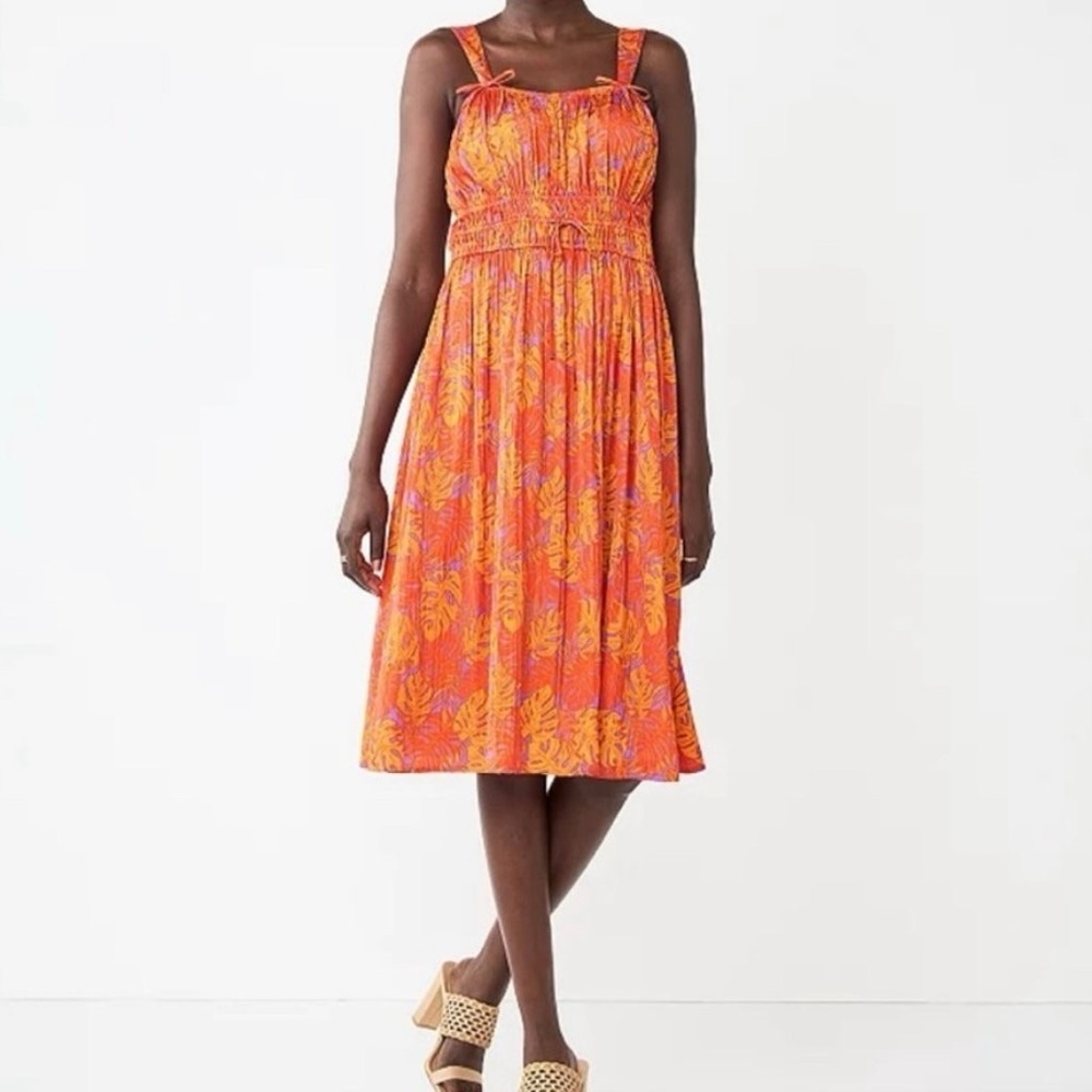 NINE WEST RUCHED KNEE -LENGTH DRESS SIZE XXL BEAUTIFUL 🤩 ORANGE &  PURPL…